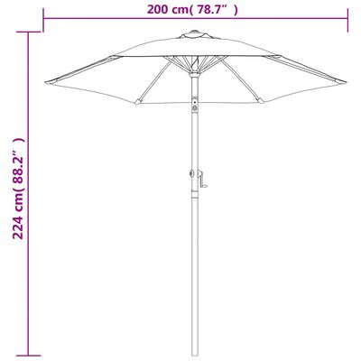 vidaXL Garden Parasol Burgundy 200x224 cm Aluminium