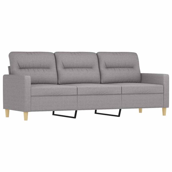 vidaXL 3-Seater Sofa with Pillows&Cushions Light Grey 180 cm Fabric