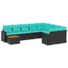 vidaXL 10 Piece Garden Sofa Set with Cushions Black Poly Rattan