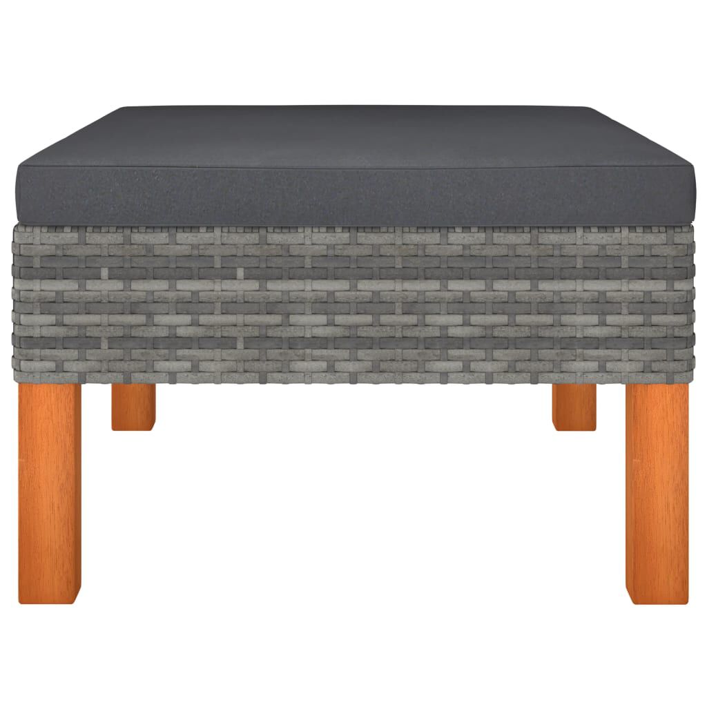 vidaXL Footstool Poly Rattan and Solid Eucalyptus Wood