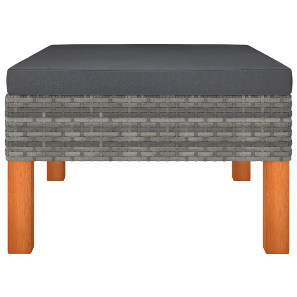 vidaXL Footstool Poly Rattan and Solid Eucalyptus Wood