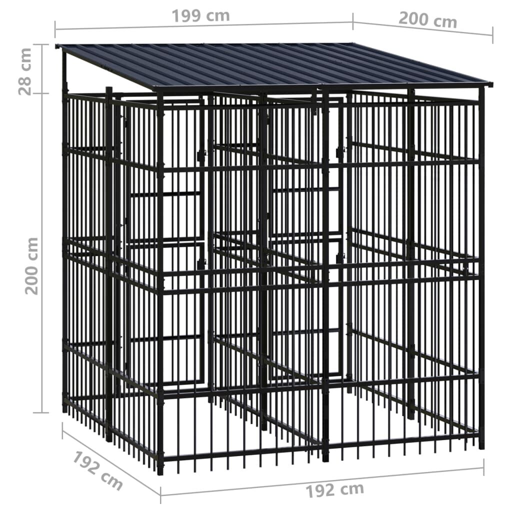 vidaXL Outdoor Dog Kennel with Roof Steel 3.69 m²