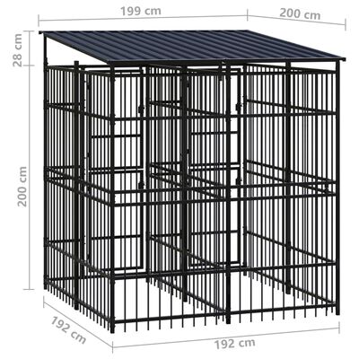 vidaXL Outdoor Dog Kennel with Roof Steel 3.69 m²
