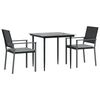 vidaXL 3 Piece Garden Dining Set with Cushions Poly Rattan and Steel