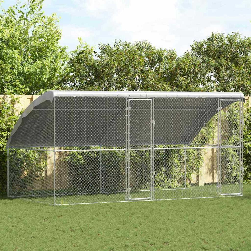 vidaXL Chicken Cage Silver 400 x 200 x 198.5 cm Galvanised steel