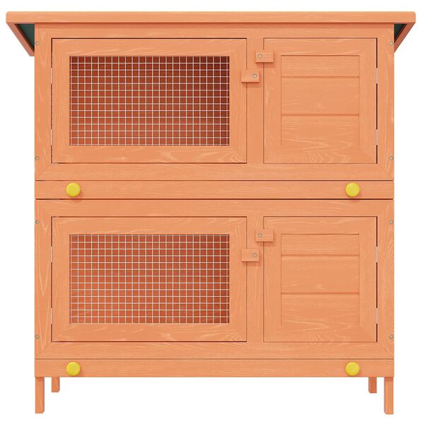 vidaXL Outdoor Rabbit Hutch Small Animal House Pet Cage 4 Doors Wood