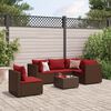 vidaXL 6 Piece Garden Lounge Set with Cushions Brown Poly Rattan