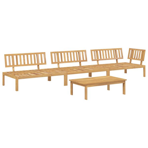 vidaXL Sofa Set with Cushion Plain 4 pcs Beige Solid Acacia Wood