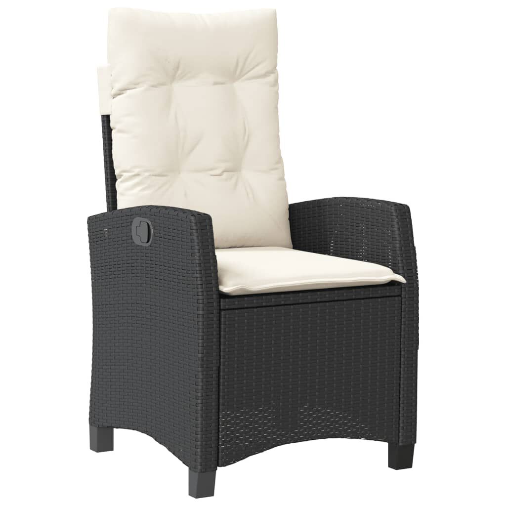 vidaXL 3 Piece Garden Dining Set with Cushions Black Poly Rattan