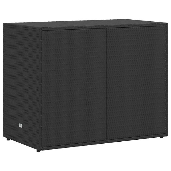 vidaXL Garden Storage Cabinet Black 100x55.5x80 cm Poly Rattan