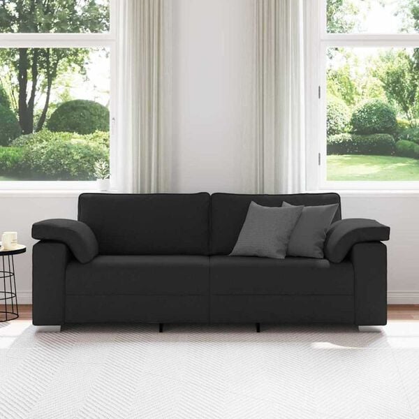 vidaXL Sofa with Cushion Black 219 x 77 x 82 cm Fabric