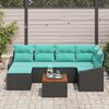 vidaXL Garden Sofa Set with Cushion 7 pcs Black Poly rattan