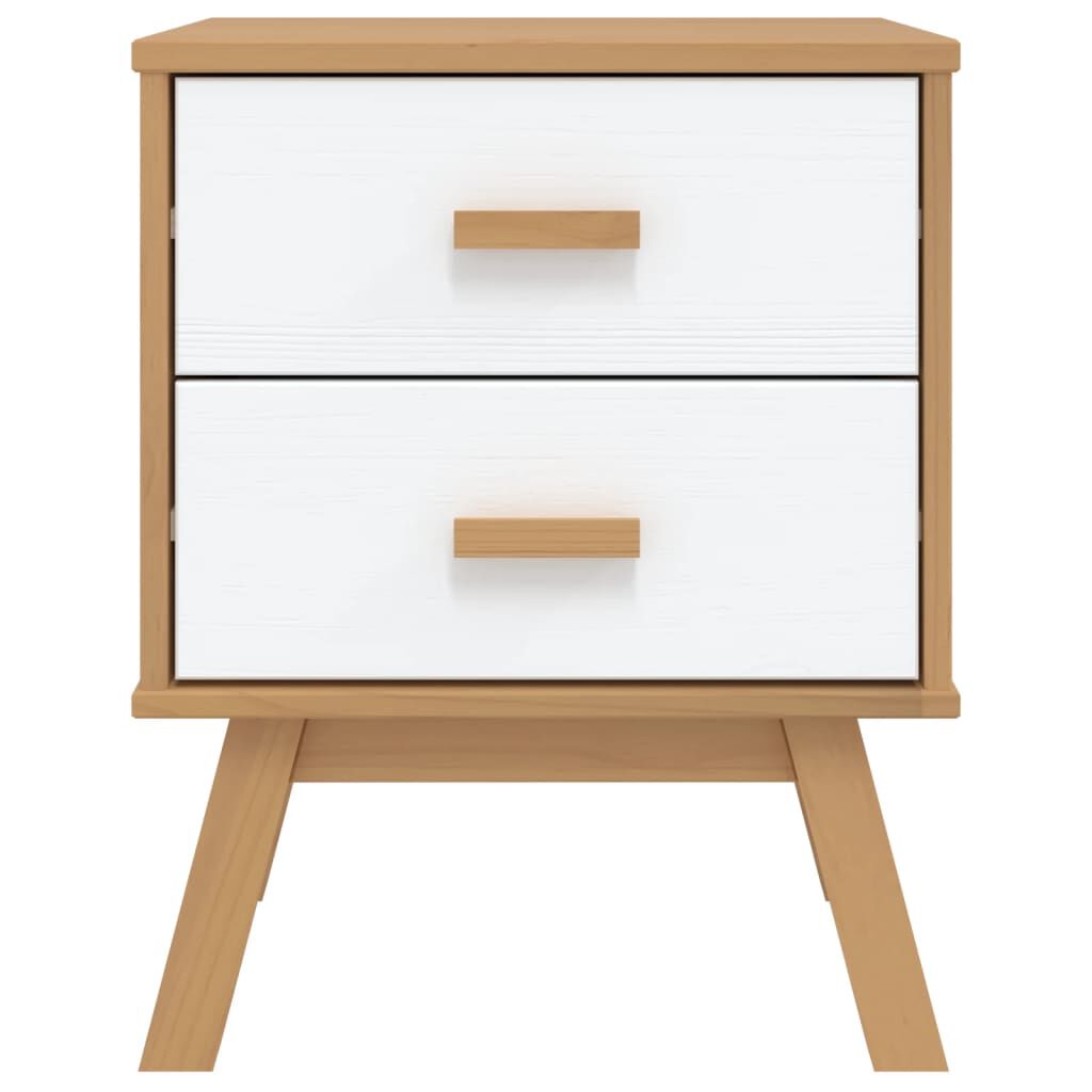 vidaXL Bedside Cabinet OLDEN White and Brown Solid Wood Pine