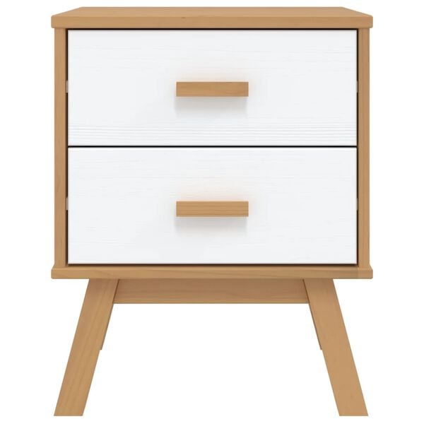 vidaXL Bedside Cabinet OLDEN White and Brown Solid Wood Pine