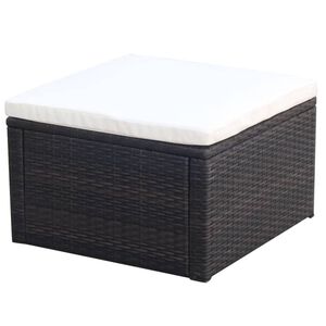 vidaXL Footstool Ottoman Poly Rattan 53x53x30 cm Brown