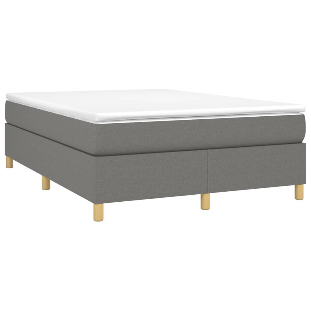 vidaXL Box Spring Bed with Mattress Dark Grey 152x203 cm Queen Fabric