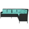 vidaXL Garden Sofa with Cushions L-Shaped Black Poly Rattan