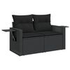 vidaXL Garden Sofa with Cushions 2-Seater Black Poly Rattan