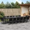 vidaXL 17 Piece Garden Dining Set Black Textilene