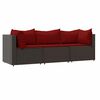 vidaXL 3 Piece Garden Lounge Set with Cushions Brown Poly Rattan