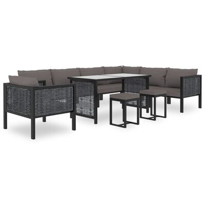 vidaXL Sectional Corner Sofa with Left Armrest Poly Rattan Anthracite