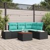 vidaXL Garden Sofa Set with Cushion 5 pcs Black Poly rattan