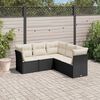 vidaXL 5 Piece Garden Sofa Set with Cushions Black Poly Rattan