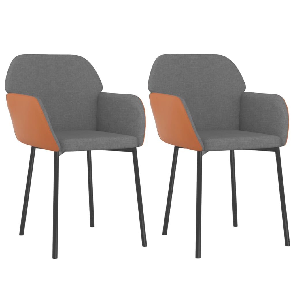 vidaXL Dining Chairs 2 pcs Light Grey Fabric and Faux Leather