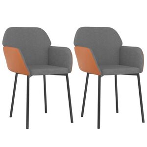 vidaXL Dining Chairs 2 pcs Light Grey Fabric and Faux Leather