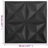 vidaXL 3D Wall Panels 12 pcs 50x50 cm Origami Black 3 m²