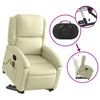 vidaXL Electric Stand up Massage Recliner Chair Cream Real Leather