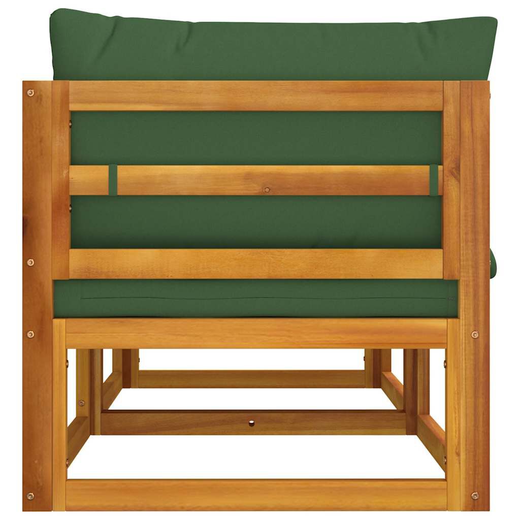 vidaXL Sectional Corner Sofas 2 pcs with Green Cushions Solid Wood Acacia