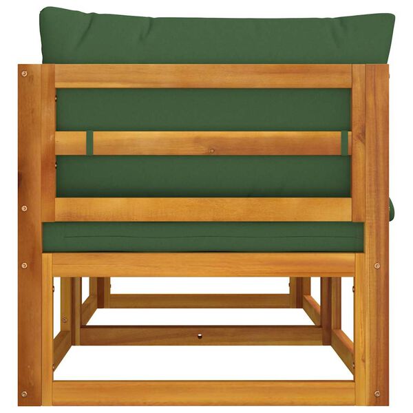 vidaXL Sectional Corner Sofas 2 pcs with Green Cushions Solid Wood Acacia