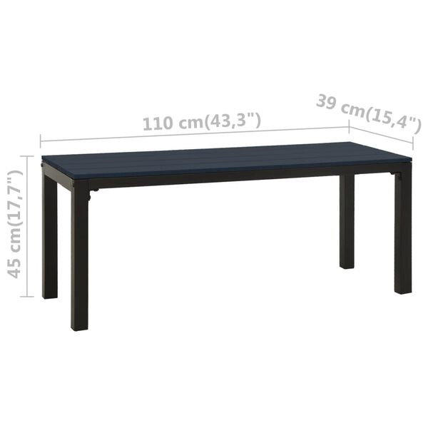 vidaXL 3 Piece Garden Dining Set Steel and WPC Black