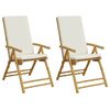 vidaXL Folding Garden Reclining Chairs 2 pcs with Cushions Bamboo