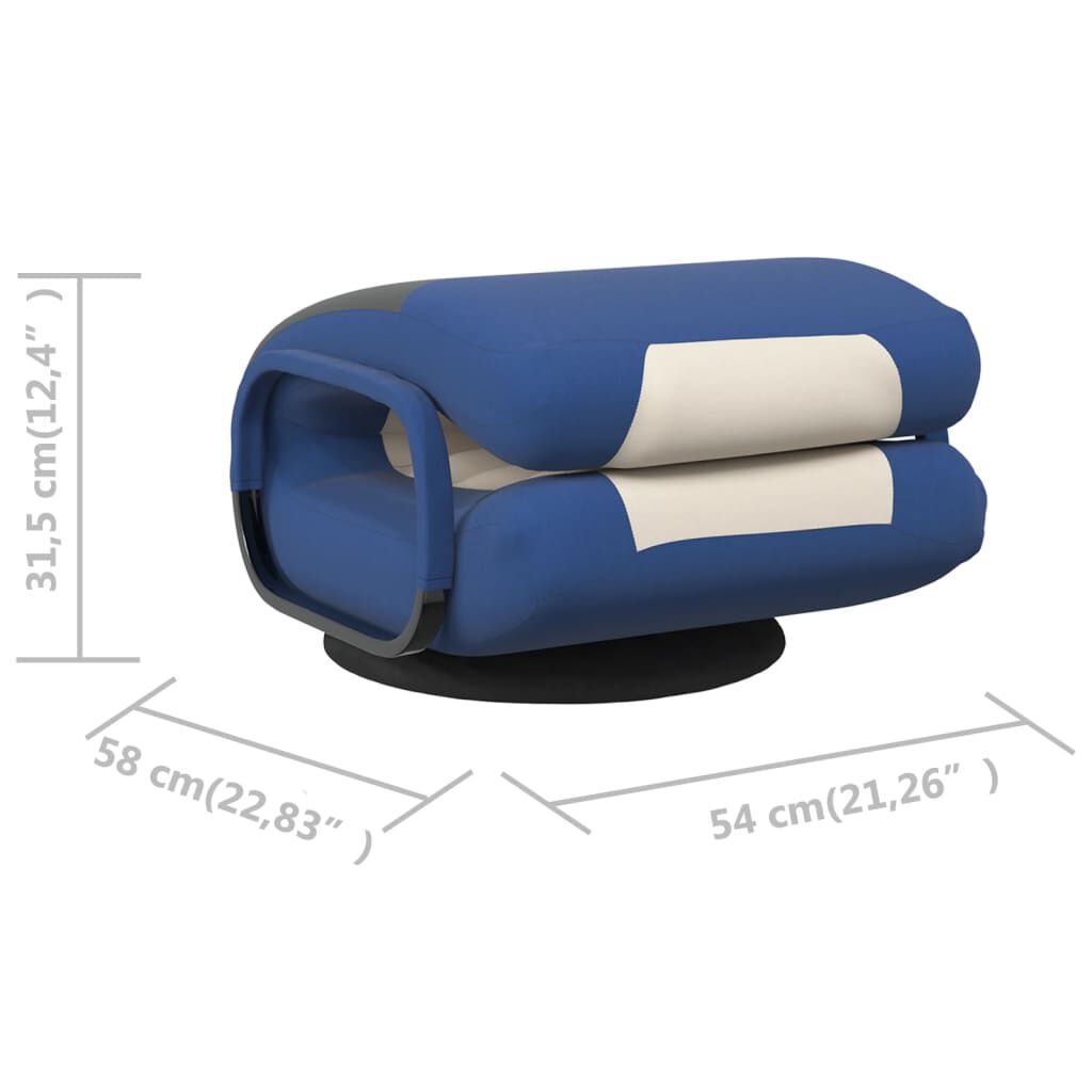 vidaXL Swivel Floor Chair Blue and Cream Fabric
