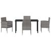 vidaXL Garden Dining Set with Cushion 5 pcs Grey Poly Rattan