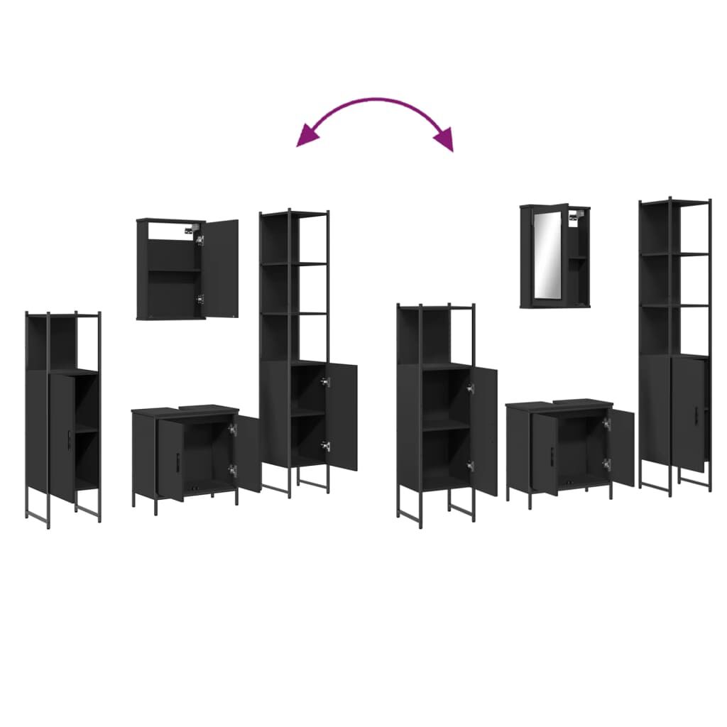 vidaXL 4 Piece Bathroom Furniture Set Black Engineered Wood