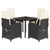 vidaXL 5 Piece Garden Dining Set with Cushions Black Poly Rattan