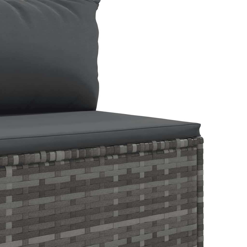 vidaXL 11 Piece Garden Sofa Set with Cushions Grey Poly Rattan