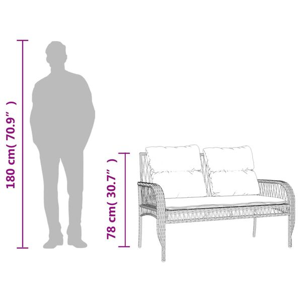 vidaXL 4 Piece Garden Sofa Set with Cushions Black Poly Rattan
