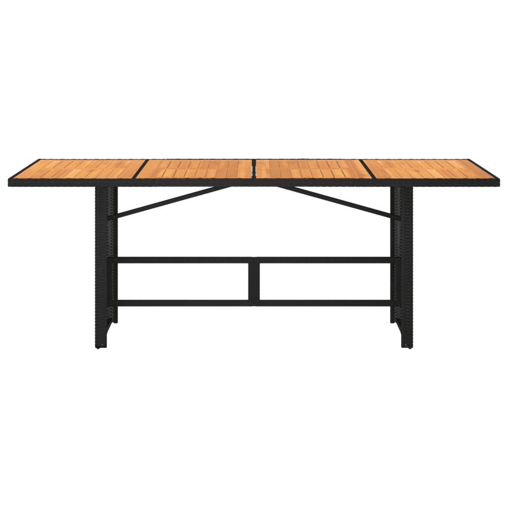 vidaXL Garden Table with Acacia Wood Top Black 190x80x75 cm Poly Rattan