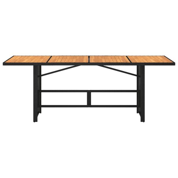 vidaXL Garden Table with Acacia Wood Top Black 190x80x75 cm Poly Rattan