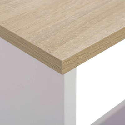 vidaXL Bar Table with 2 Table Tops White and Oak 130x40x120 cm