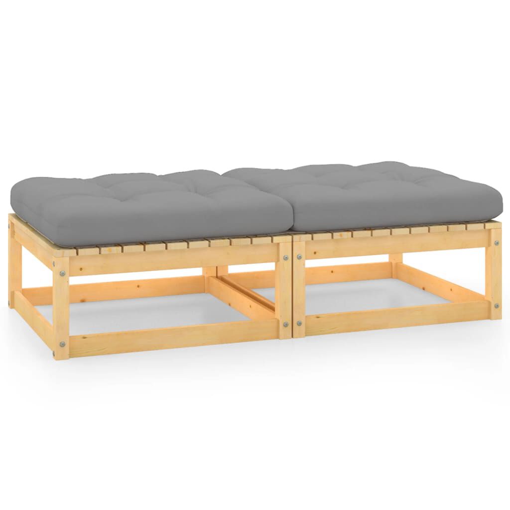 vidaXL Garden Footstools with Cushions 2 pcs Solid Pinewood