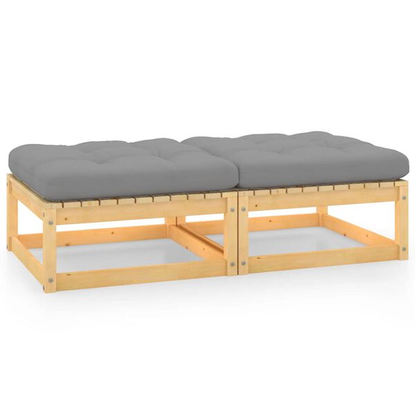 vidaXL Garden Footstools with Cushions 2 pcs Solid Pinewood