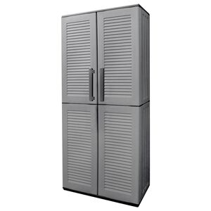 vidaXL Garden Storage Cabinet Grey and Black 68x37x163 cm PP