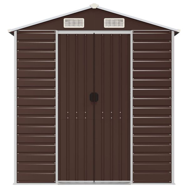 vidaXL Garden Shed Brown 191x640x198 cm Galvanised Steel