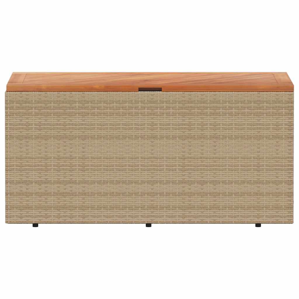 vidaXL Garden Storage Box Beige 110x50x54 cm Poly Rattan Acacia Wood