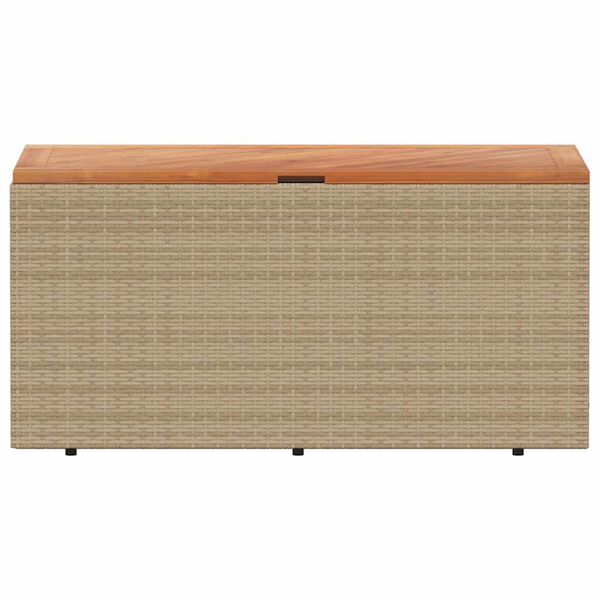 vidaXL Garden Storage Box Beige 110x50x54 cm Poly Rattan Acacia Wood